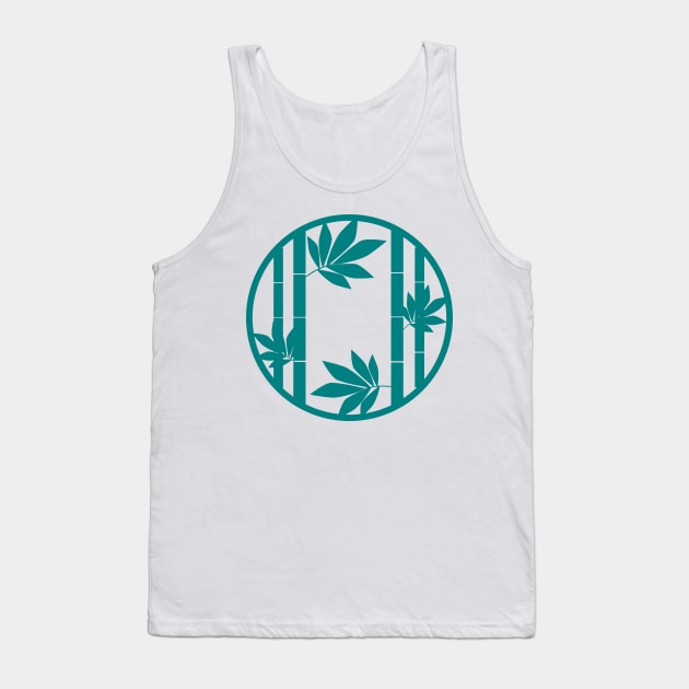 Teal Bamboo Forest Round Window Ring Tank Top by MetaCynth